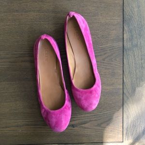 Hot pink suede ballet flats